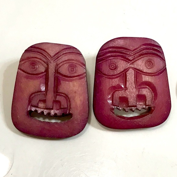 Vintage Jewelry - 80’s wooden earrings
